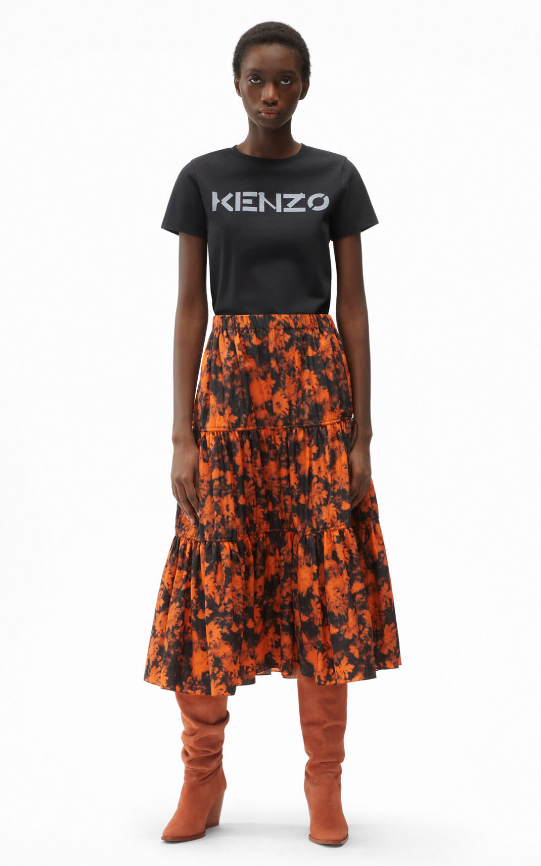 Kenzo Ghost Flower Midi Faldas Mujer Naranjas | 6371024-GF